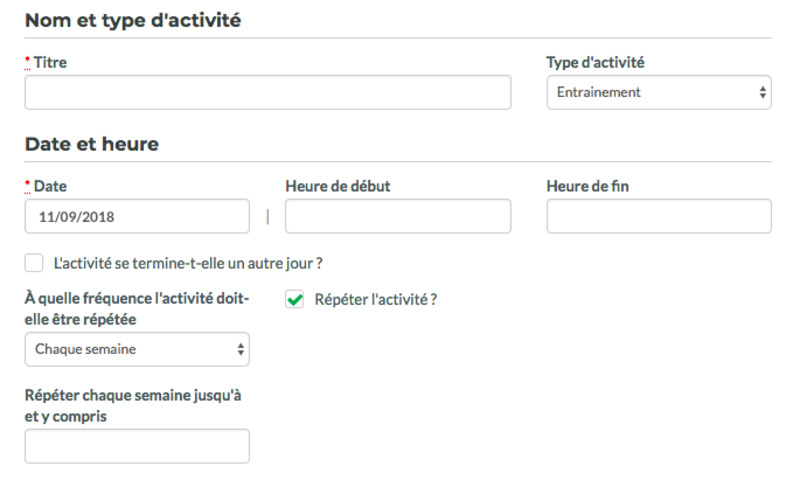 Calendrier sportif Calendrier sportif