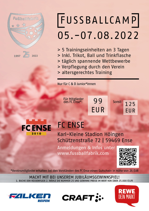 Flyer Fußbalcamp FC Ense 08/2022 Flyer Fußbalcamp FC Ense 08/2022