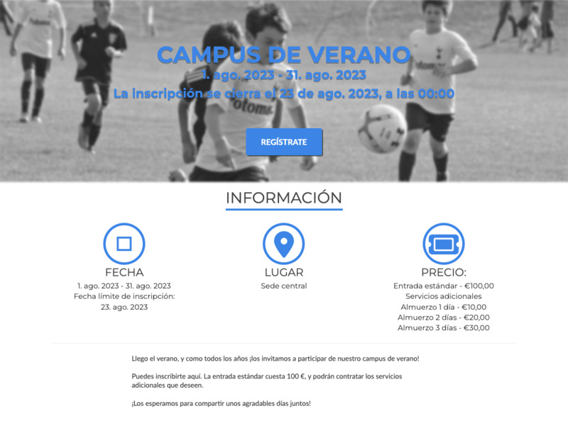 Inscripciones para campus de verano