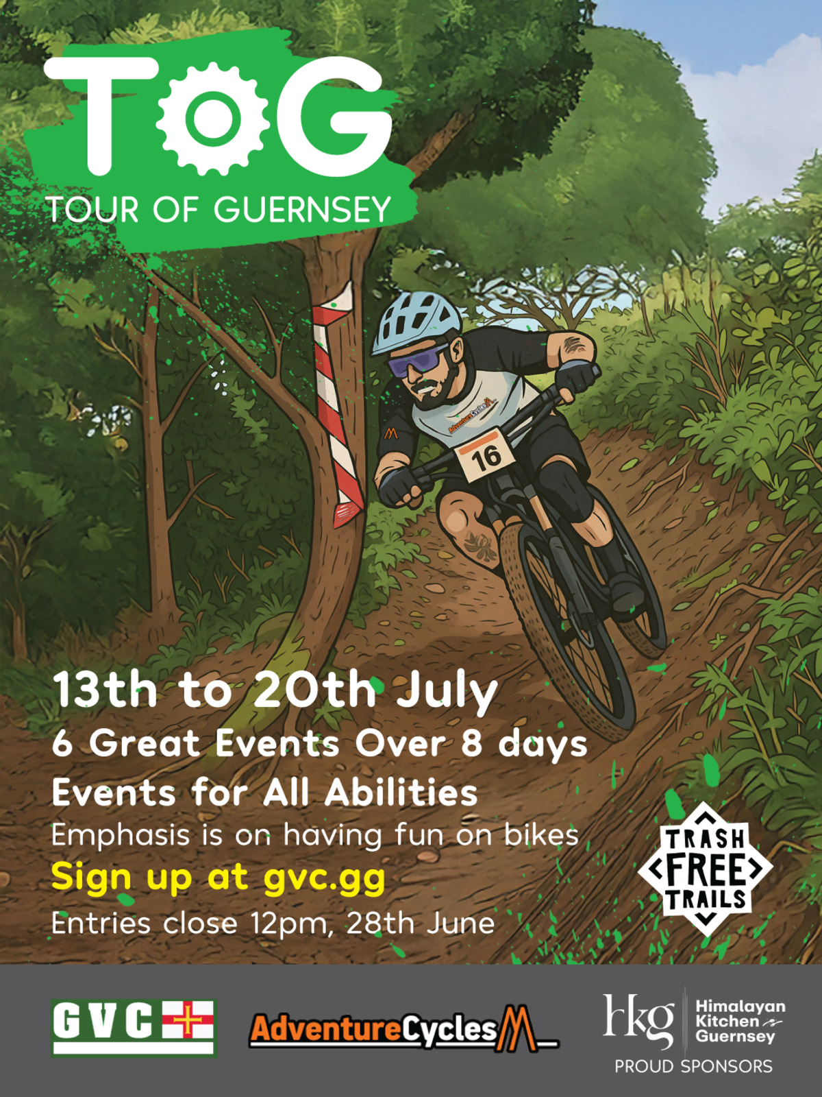 MTB Tour of Guernsey sponsored by Adventure Cycles and supported by The Himalayan Kitchen