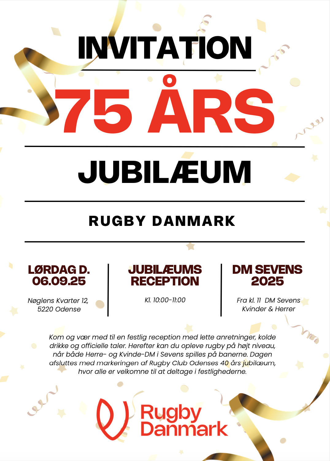 Rugby Danmarks 75 års jubilæumsreception 