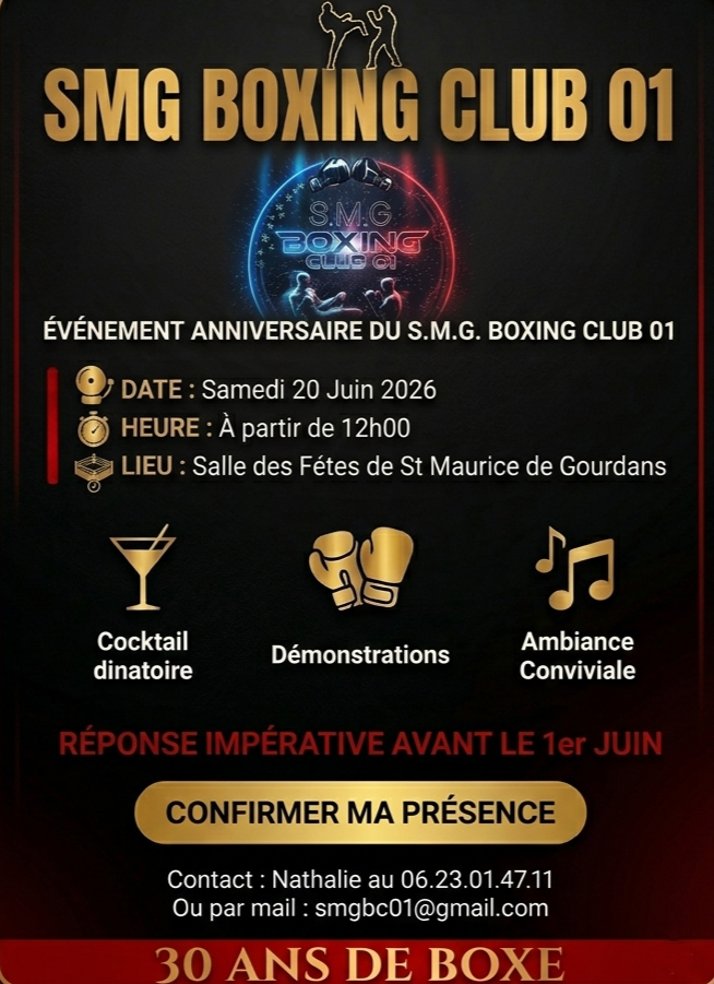 Evénement Anniversaire du SMG Boxing Club 30 ans