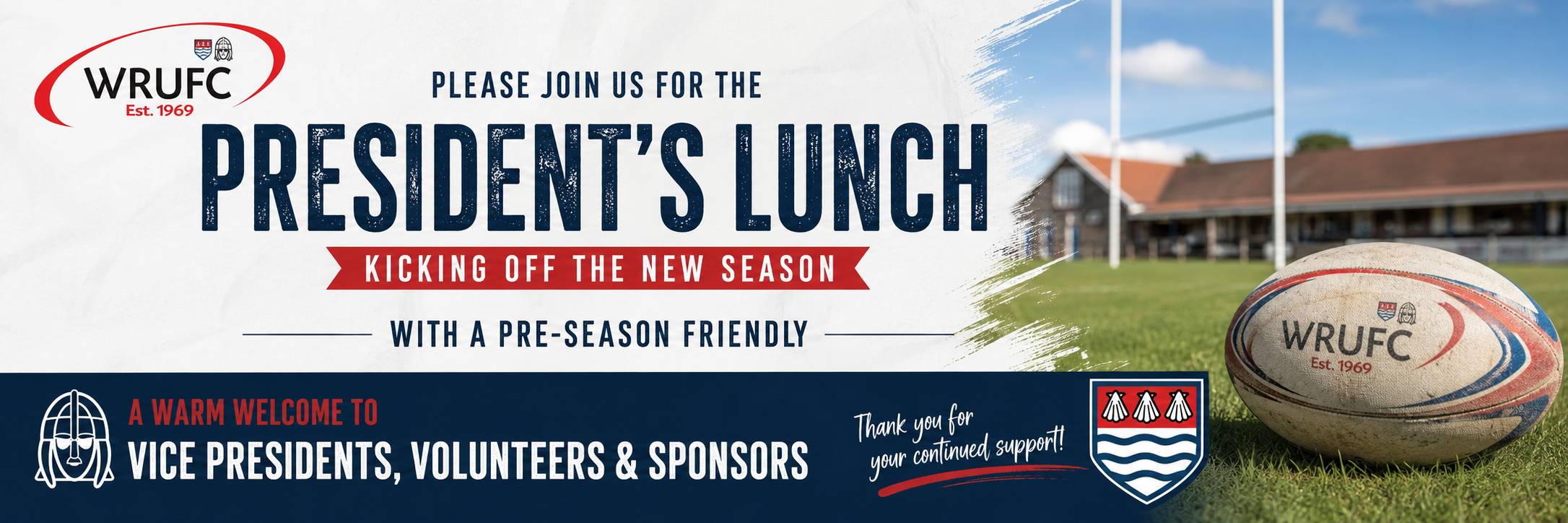 President's Lunch and WRUFC Pre season Double Header  Warriors & Amazons Sat 22 August 2026